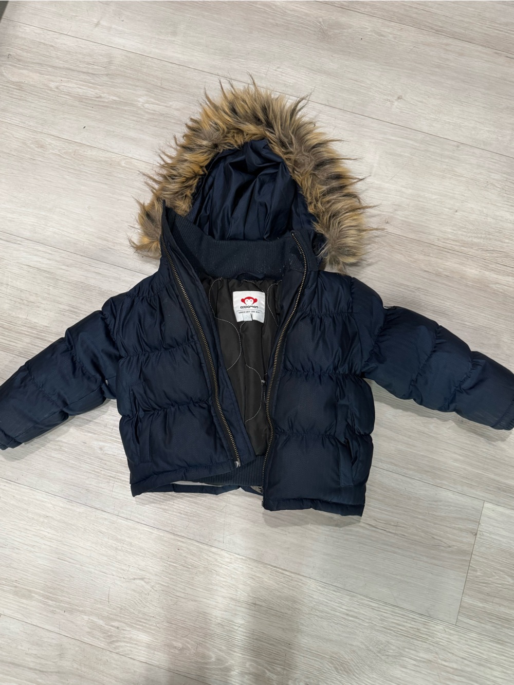 Appaman Navy Puffer Jacket with Faux-Fur Trimmed Hood